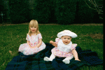 Two sisters in Easter dresses from Grandma