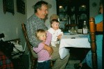 Grandpa feeding Hilde chocolate ice cream