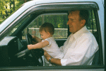 Hilde driving Grandpa's pickup
