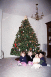 Hilde, Maeve, Amanda and Matthew in front of Christmas tree