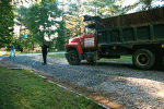 Frankie and James spreading gravel