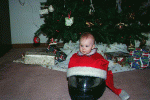 Behind Santa motorcycle helmet